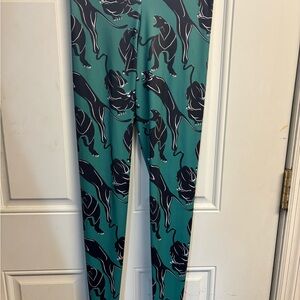 Blackmilk Teal Leggings with Black Panther Print